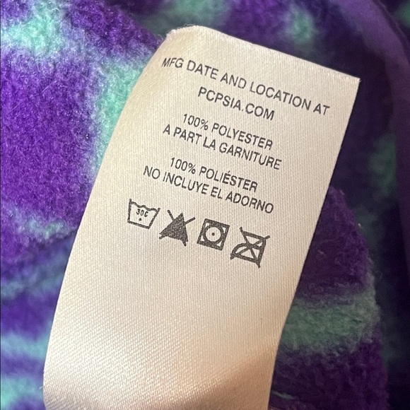 Patagonia Synchilla Snap-T Fleece Pullover Vintage Aztec Fish Print Purple Teal - Picture 9 of 11